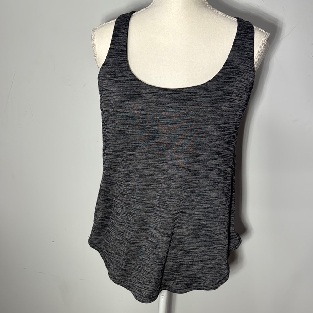 Lululemon Charcoal Heather Gray Open Back Strappy Athletic Tank Top Size 10